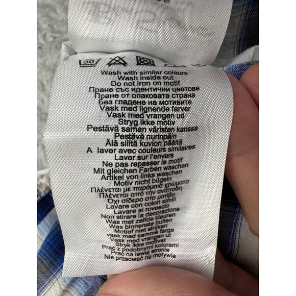 Ben Sherman Mens S Checkered Long Sleeve Shirt Western Cowboy Blue White NWT - Picture 12 of 14